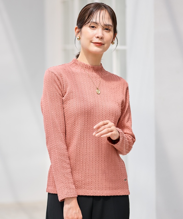 ケーブル柄 ハイネック カットソー【オンラインショップ限定】