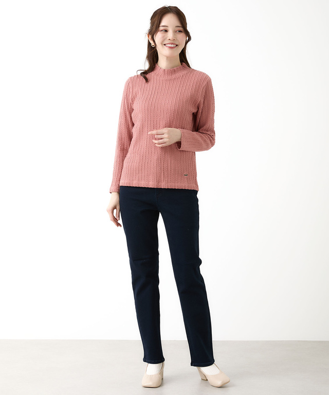 ケーブル柄 ハイネック カットソー【オンラインショップ限定】