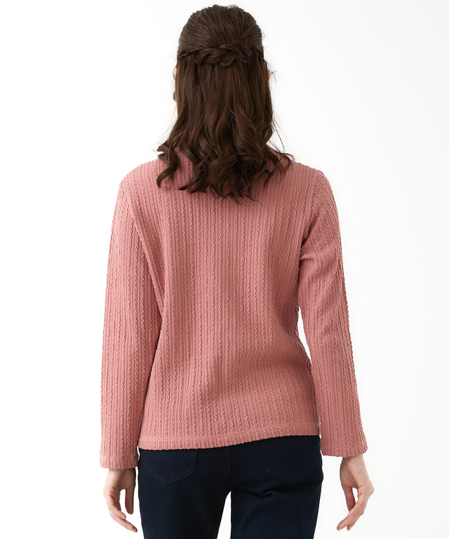 ケーブル柄 ハイネック カットソー【オンラインショップ限定】