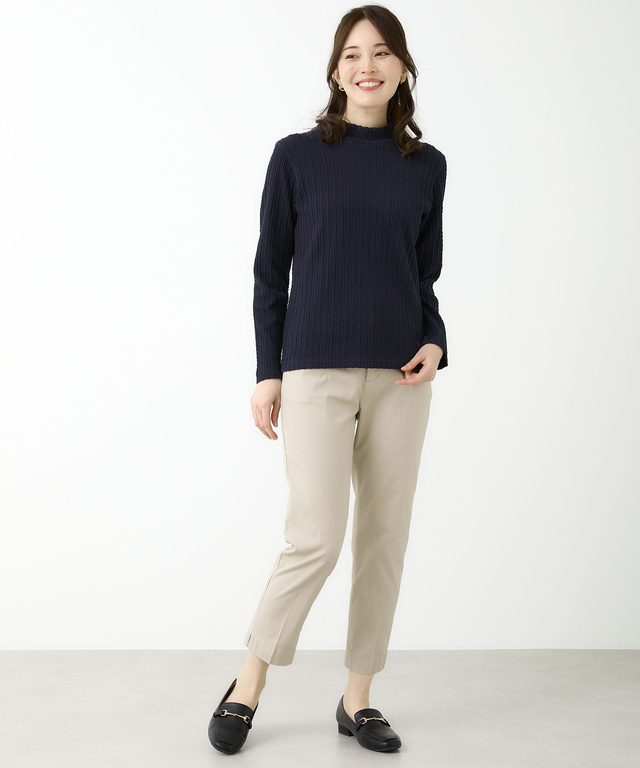 ケーブル柄 ハイネック カットソー【オンラインショップ限定】