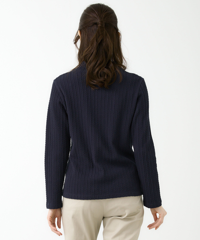 ケーブル柄 ハイネック カットソー【オンラインショップ限定】