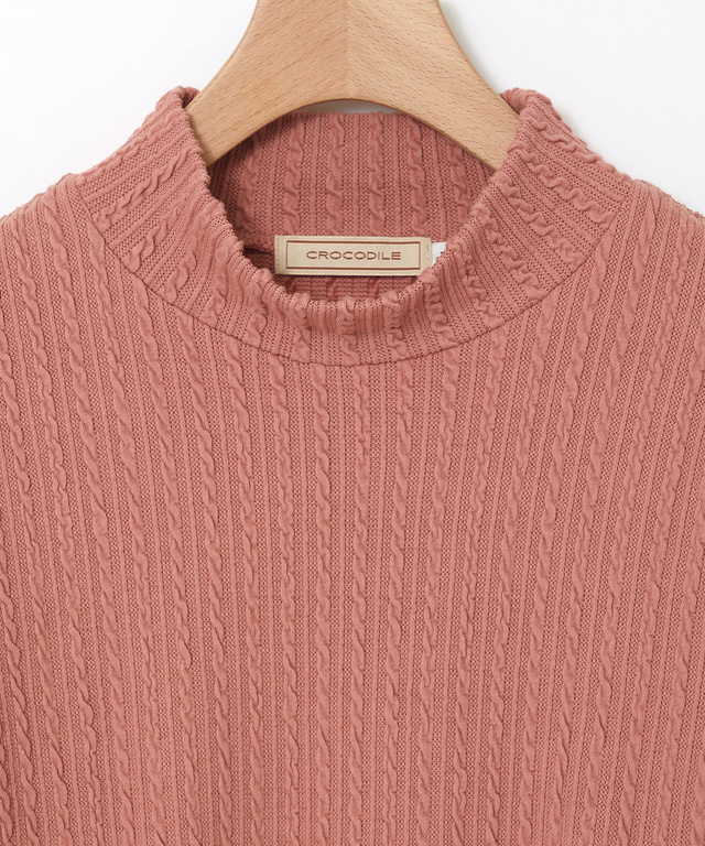 ケーブル柄 ハイネック カットソー【オンラインショップ限定】