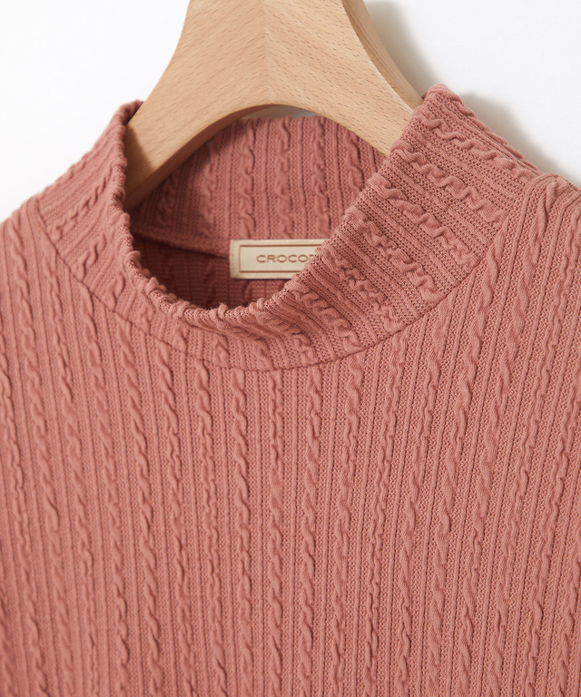 ケーブル柄 ハイネック カットソー【オンラインショップ限定】