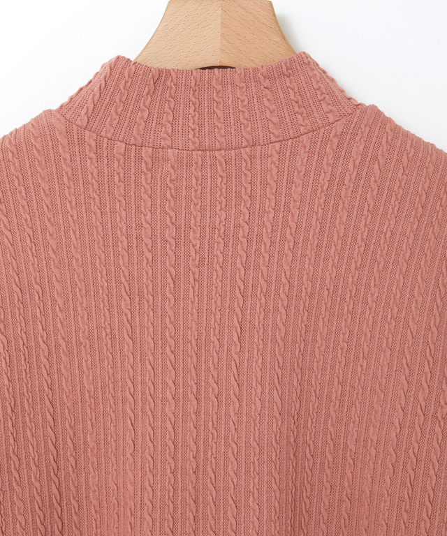 ケーブル柄 ハイネック カットソー【オンラインショップ限定】