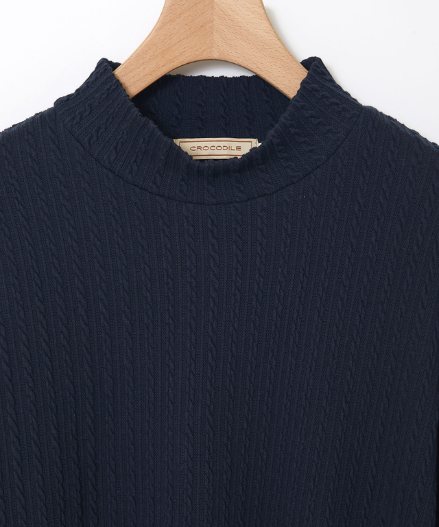 ケーブル柄 ハイネック カットソー【オンラインショップ限定】