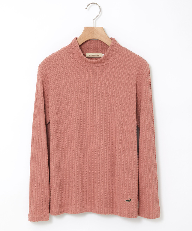 ケーブル柄 ハイネック カットソー【オンラインショップ限定】