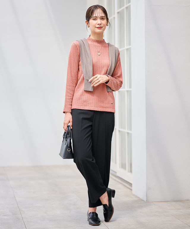 ケーブル柄 ハイネック カットソー【オンラインショップ限定】