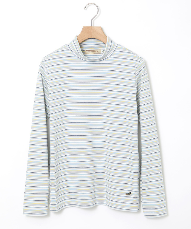 マルチボーダー スムース ハイネックカットソー