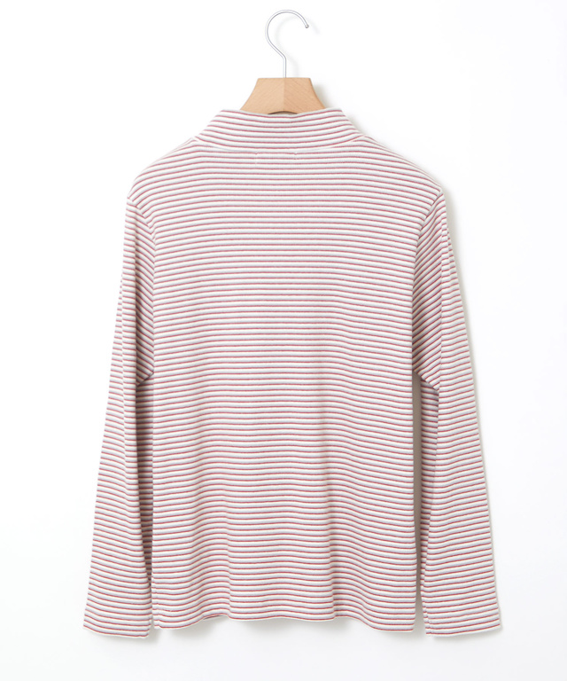 リブボーダー ハイネック カットソー