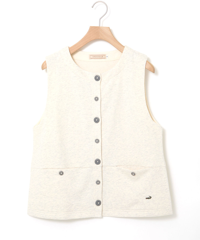 ミニ裏毛 ボタン ベスト