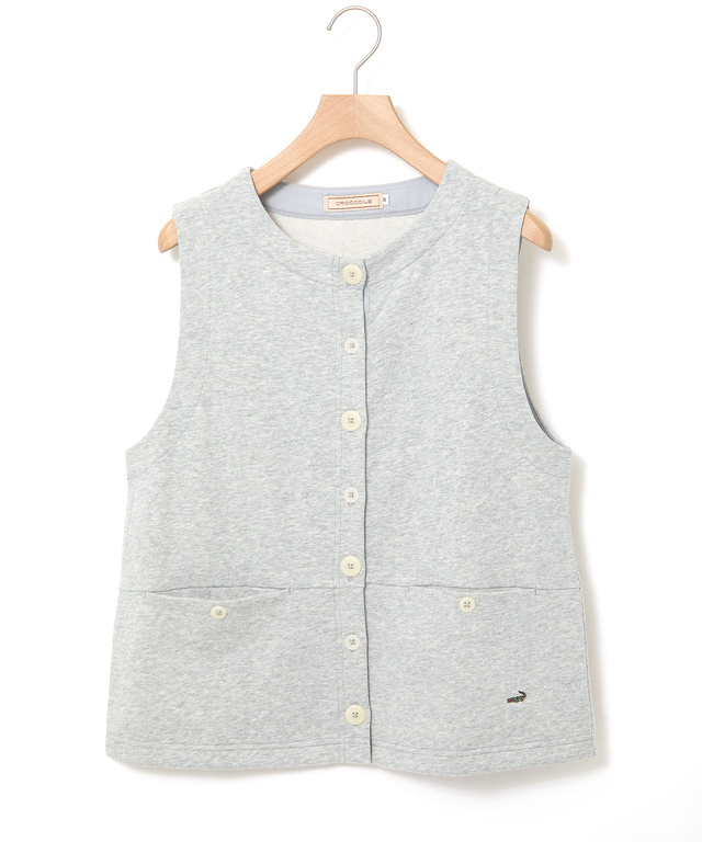 ミニ裏毛 ボタン ベスト