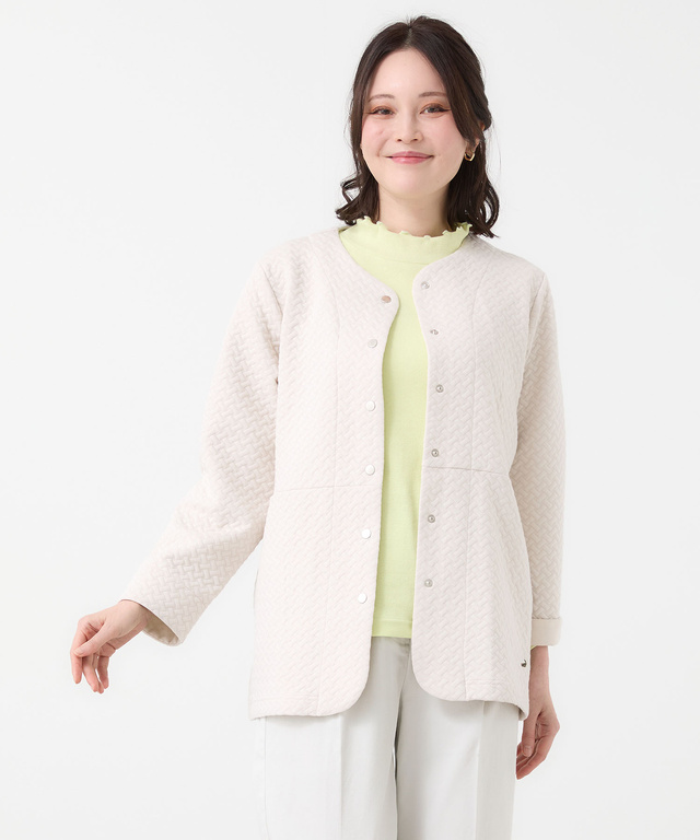 格子柄 ジャカード カーディガン