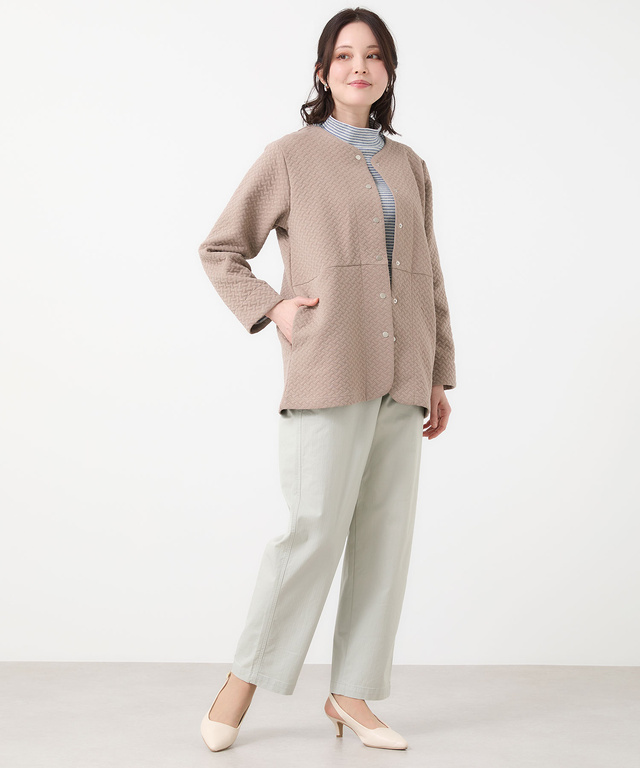 格子柄 ジャカード カーディガン