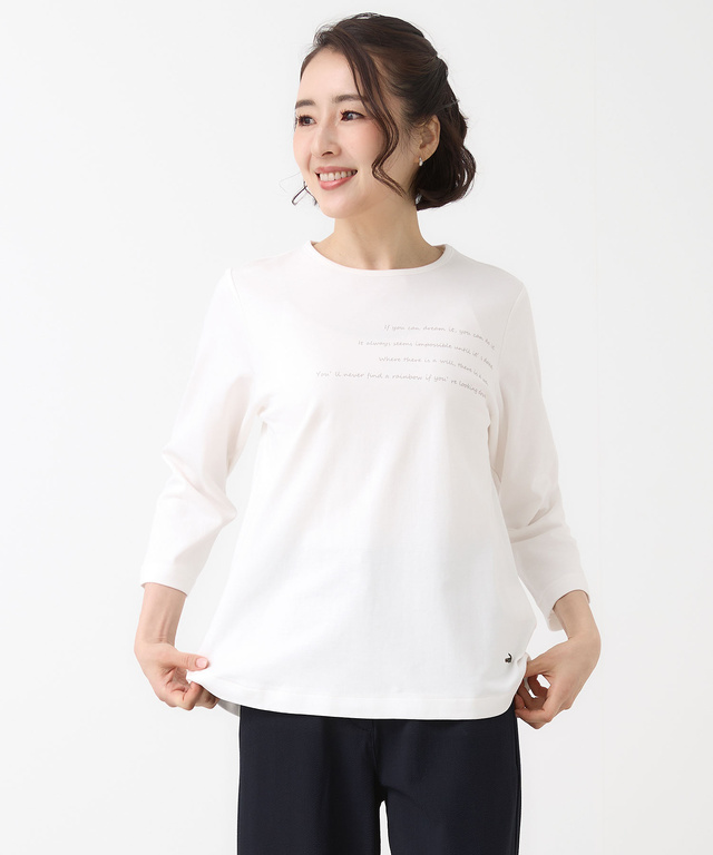 メッセージプリント 七分袖 Tシャツ