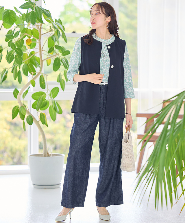 花柄プリント ハイネック プルオーバー