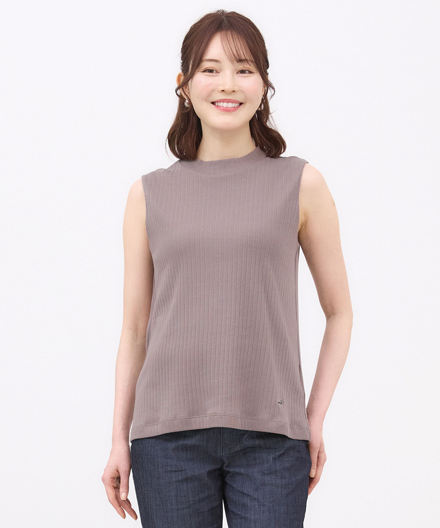 リブ ハイネック タンクトップ