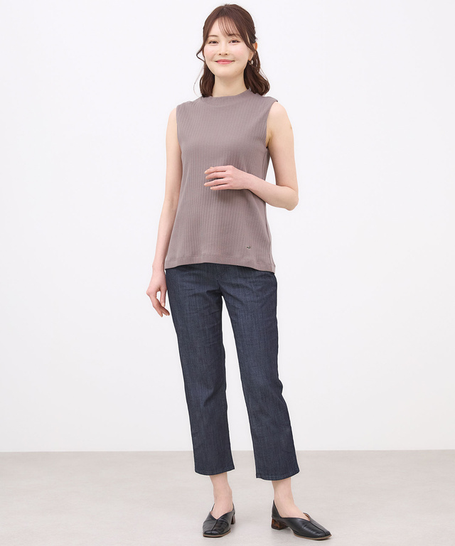 リブ ハイネック タンクトップ