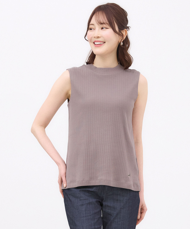 リブ ハイネック タンクトップ