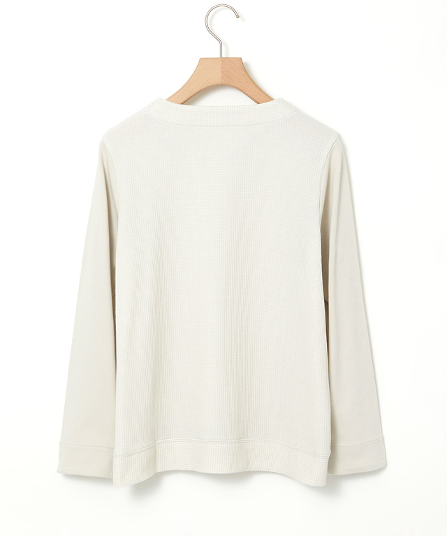 ワッフル生地 切り替え カーディガン