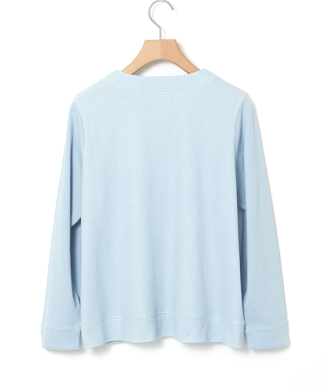 ワッフル生地 切り替え カーディガン