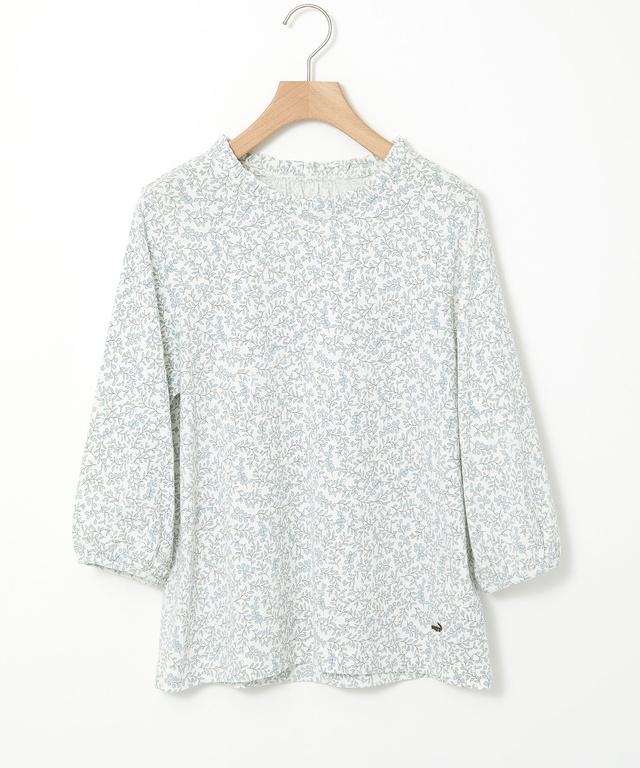 総柄プリント フリル襟 カットソー