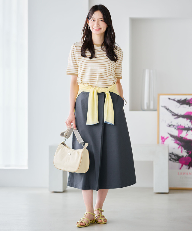 スノーコットン 鹿の子ボーダー Tシャツ【接触冷感】