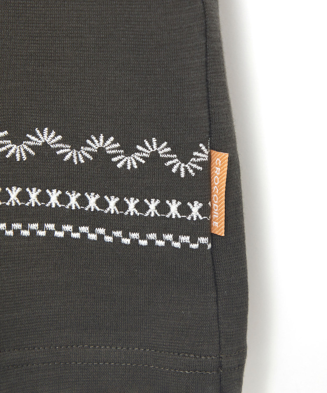 裾刺繍 スラブ天竺 Tシャツ