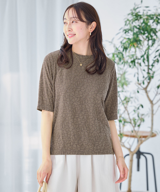 ボタニカル柄 ジャカード カットソー