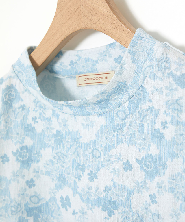 花柄プリント 七分袖 Tシャツ