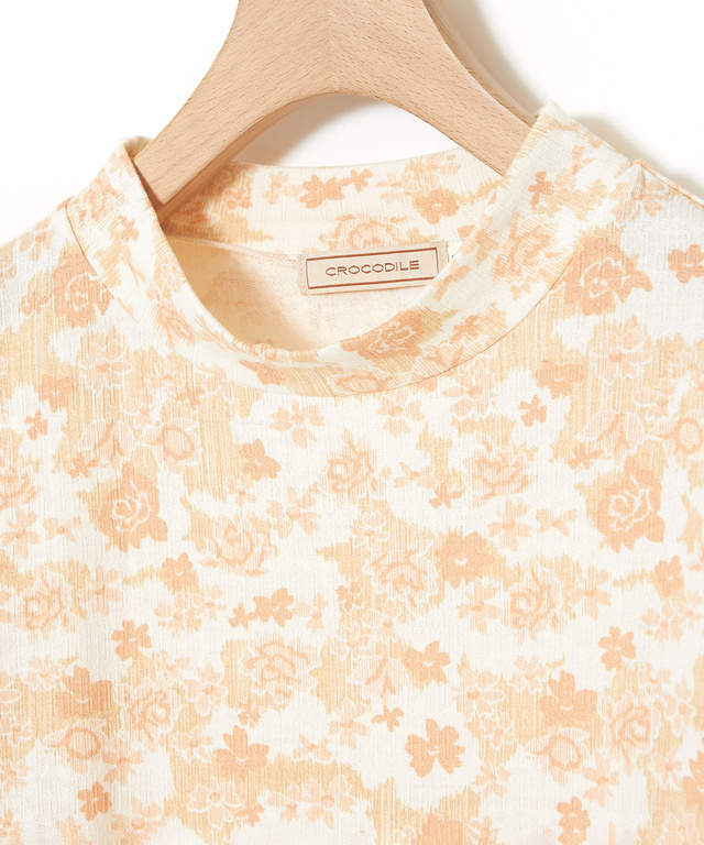 花柄プリント 七分袖 Tシャツ