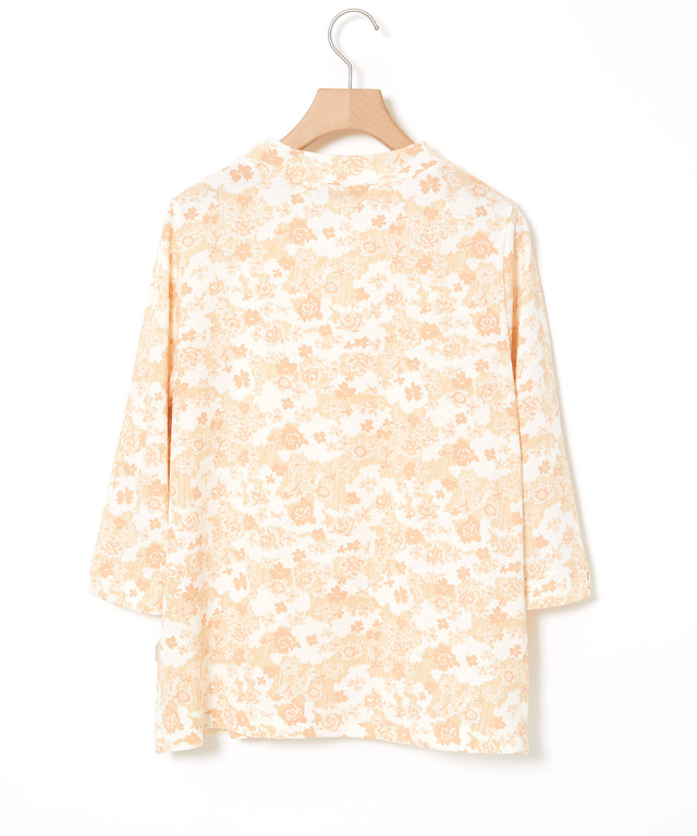 花柄プリント 七分袖 Tシャツ