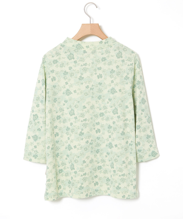 花柄プリント 七分袖 Tシャツ