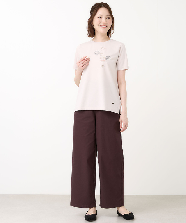 プレーティング天竺 スタンププリント Tシャツ