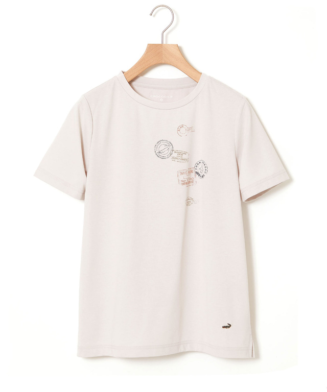 プレーティング天竺 スタンププリント Tシャツ