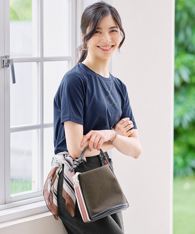 プレーティング天竺 スタンププリント Tシャツ