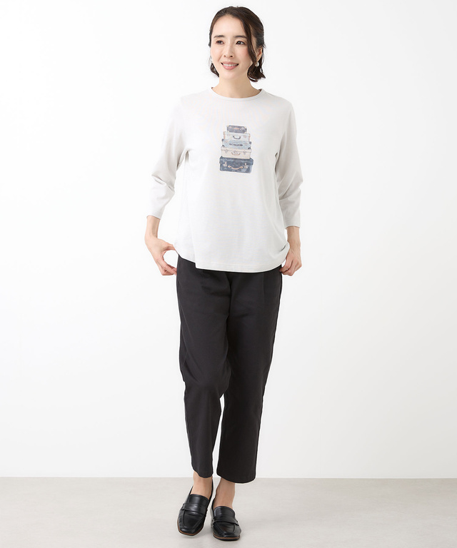 トランク柄プリント 七分袖 Tシャツ