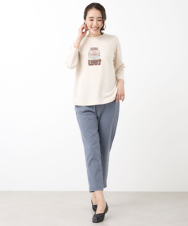 トランク柄プリント 七分袖 Tシャツ