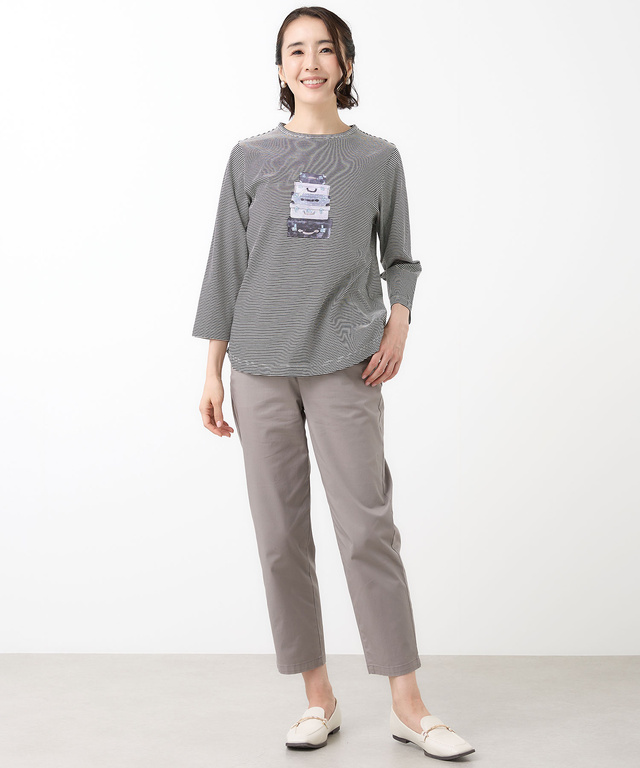 トランク柄プリント 七分袖 Tシャツ