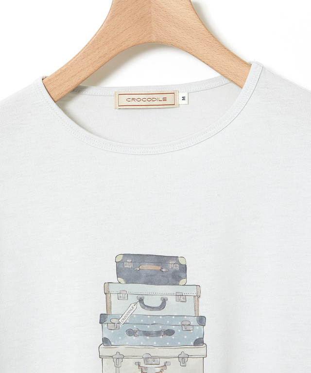 トランク柄プリント 七分袖 Tシャツ