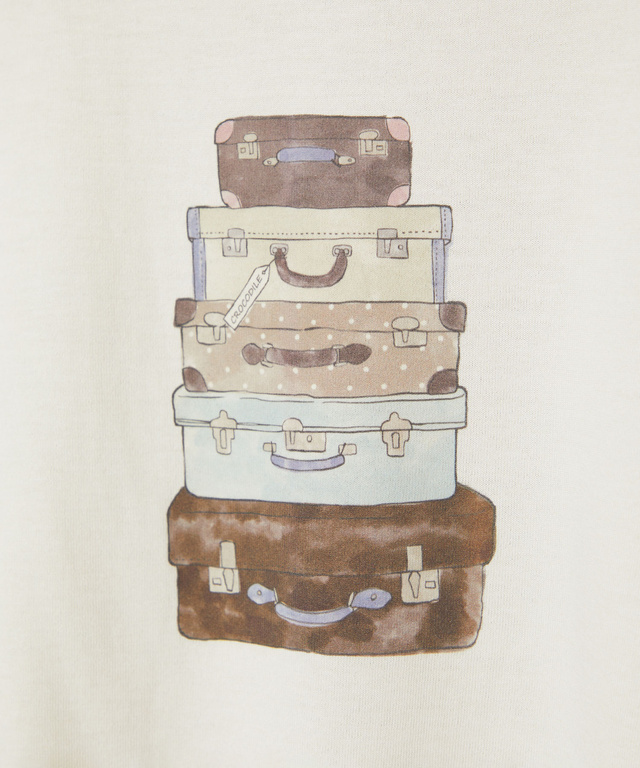 トランク柄プリント 七分袖 Tシャツ