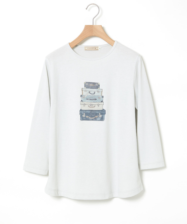 トランク柄プリント 七分袖 Tシャツ