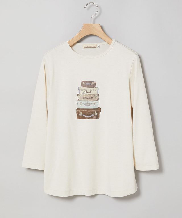 トランク柄プリント 七分袖 Tシャツ