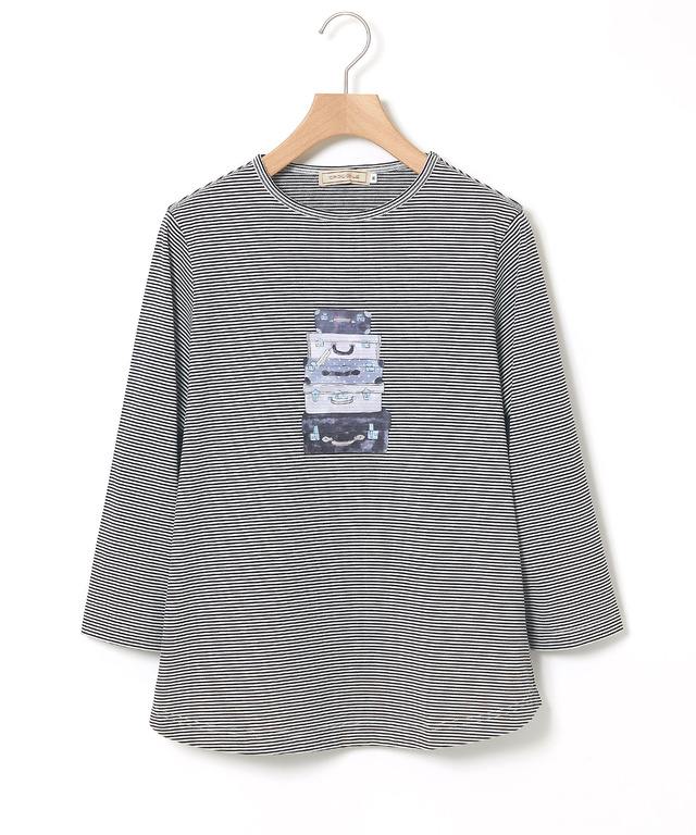 トランク柄プリント 七分袖 Tシャツ