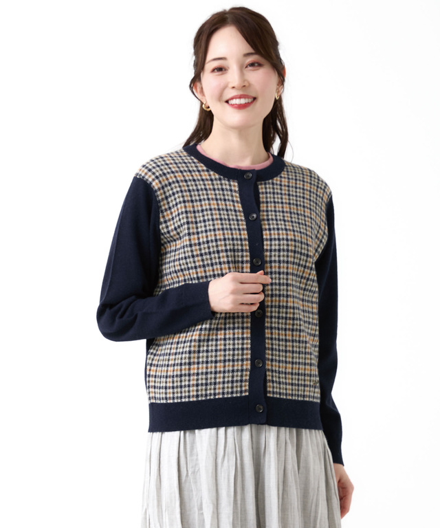 クロコダイルタータン ウールブレンド カーディガン