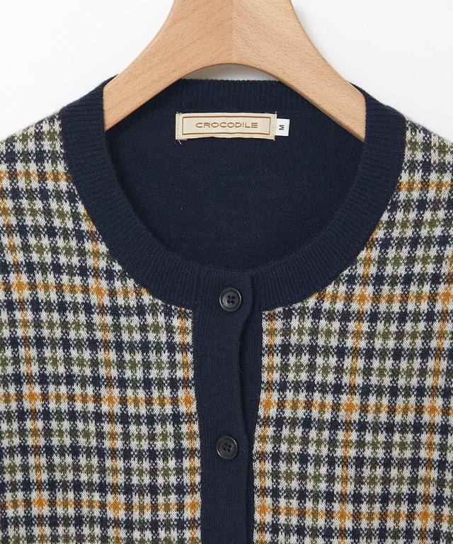 クロコダイルタータン ウールブレンド カーディガン