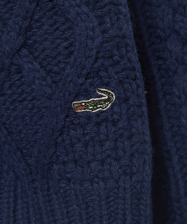 ウールブレンド ケーブル ジップカーディガン