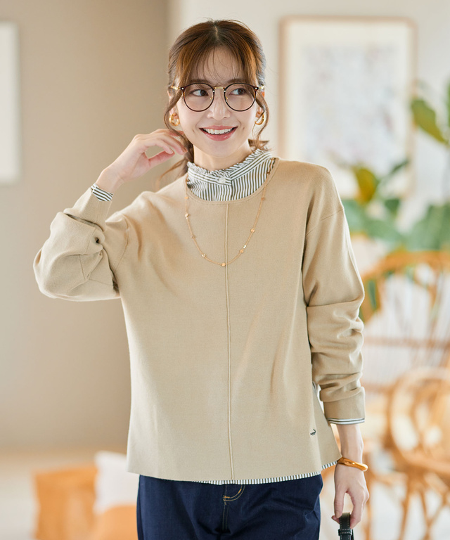 レーヨン混 プルオーバー ニット【手洗いOK】