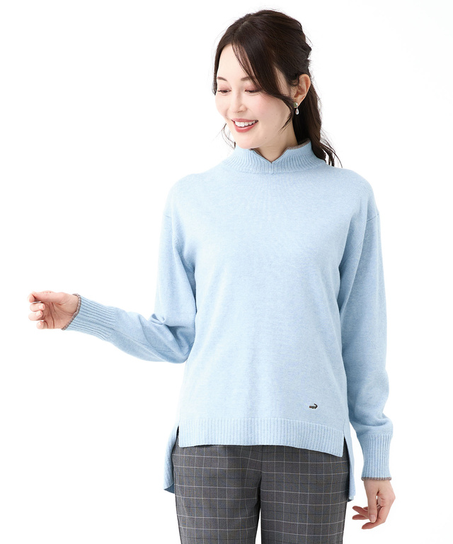 ウールブレンド スリット ニット【手洗いOK】