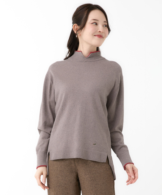 ウールブレンド スリット ニット【手洗いOK】