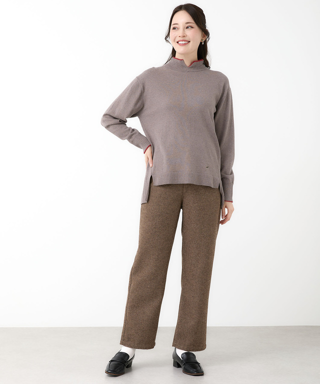 ウールブレンド スリット ニット【手洗いOK】